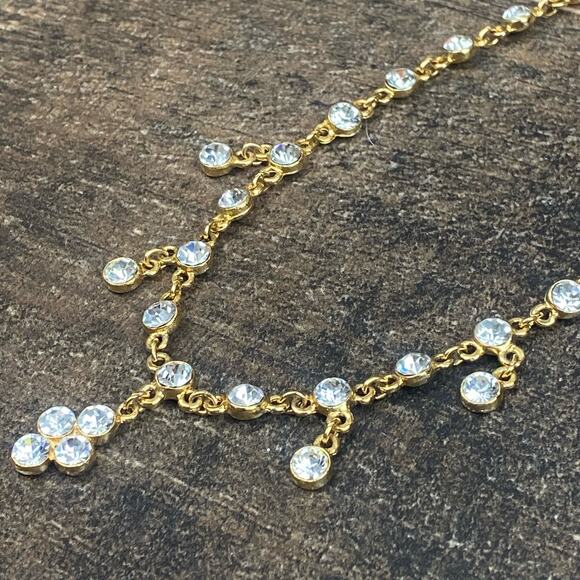 Jessica McClinton Gold Toned Dainty Crystal Necklace and Drop Dangle Earrings - Picture 6 of 9